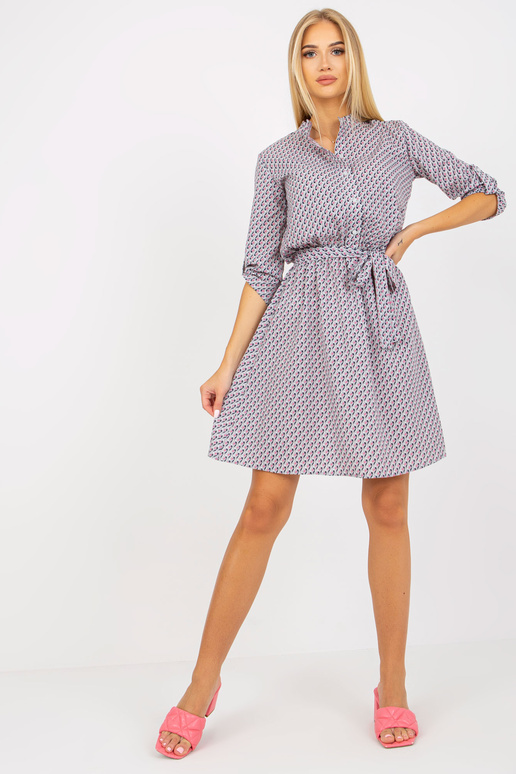 Pelēka raksta ikdienas kleita ar viskozi