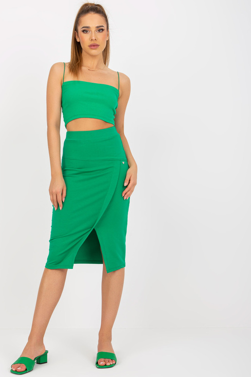 Zaļi zīmuļsvārki midi basic ar šķēlumu