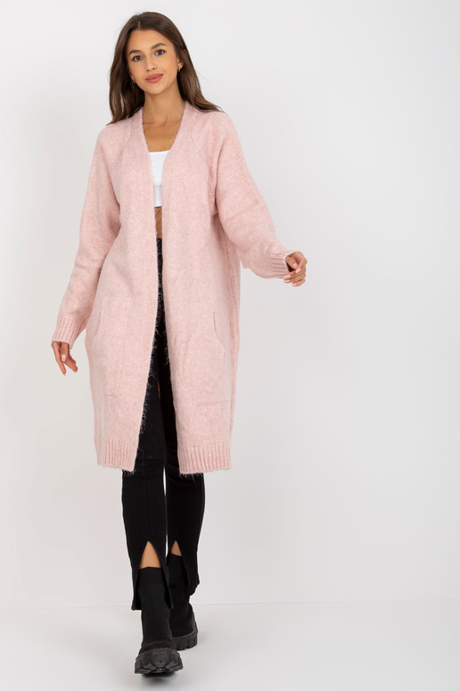 Gaiši rozā brīvs jakas bez aizdares...