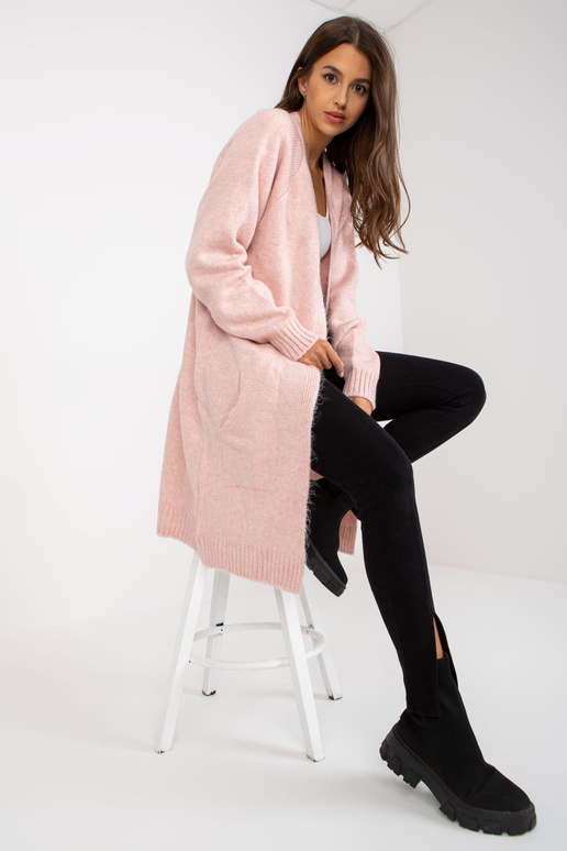 Gaiši rozā brīvs jakas bez aizdares...