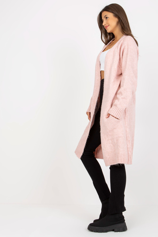 Gaiši rozā brīvs jakas bez aizdares...