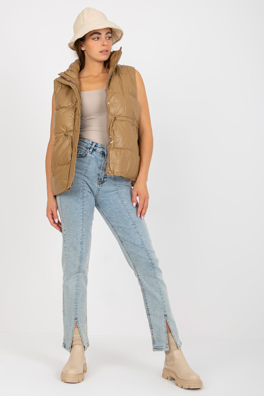 Kamieļu dūnu veste no eko ādas ar velmēm