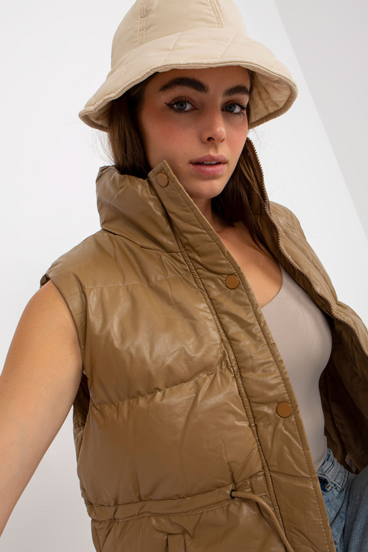 Kamieļu dūnu veste no eko ādas ar velmēm