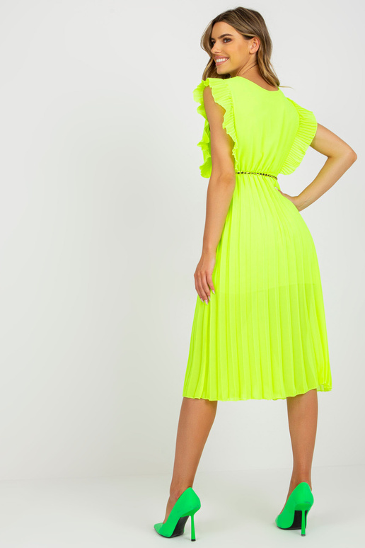 Fluo dzeltena kroku viskozes midi kleita
