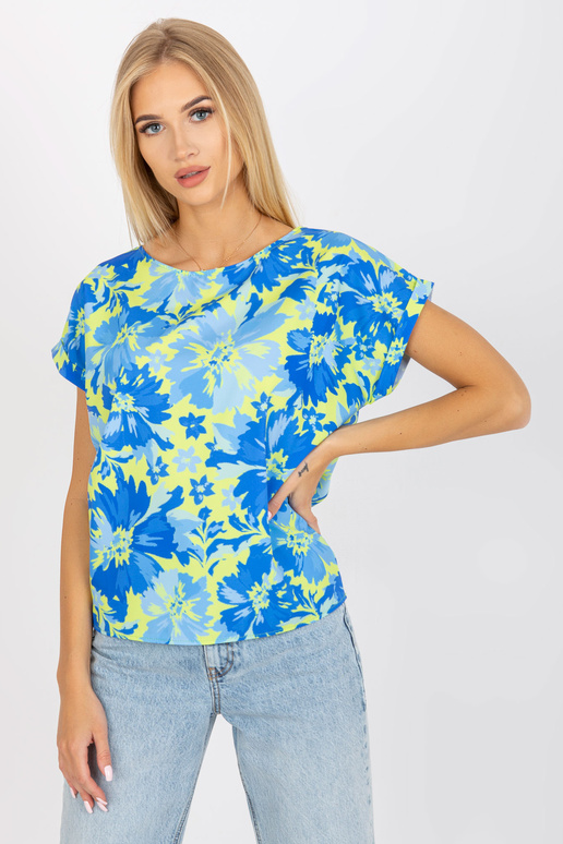 Zila un dzeltena brīva blūze ar... Zila un dzeltena brīva blūze ar...