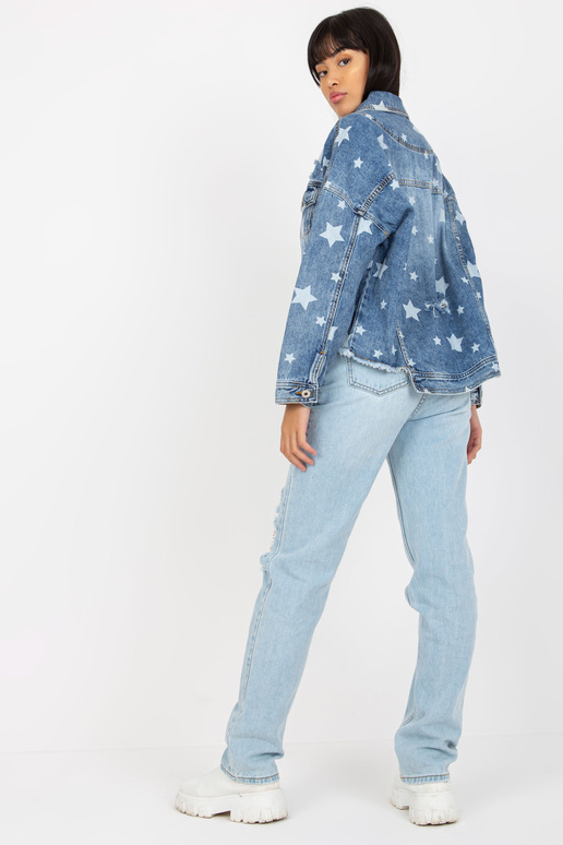 Zila sieviešu džinsa jaka ar apdruku... Zila sieviešu džinsa jaka ar apdruku...