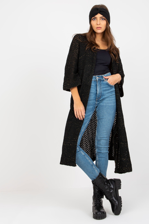 Melna gara ažūra jaka ar platām...
