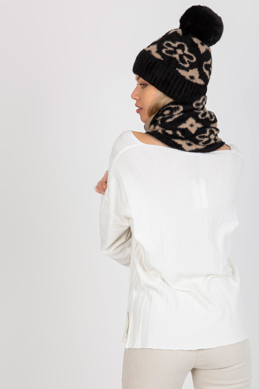 Melna un bēša sieviešu ziemas šalle