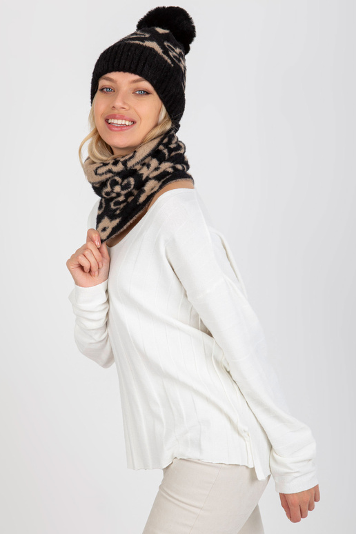 Melna un bēša sieviešu ziemas šalle