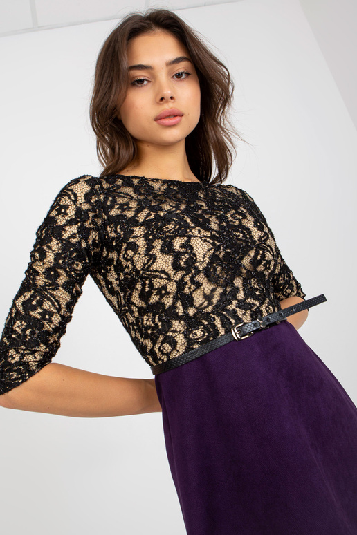 Melna un tumši violeta kokteiļkleita...