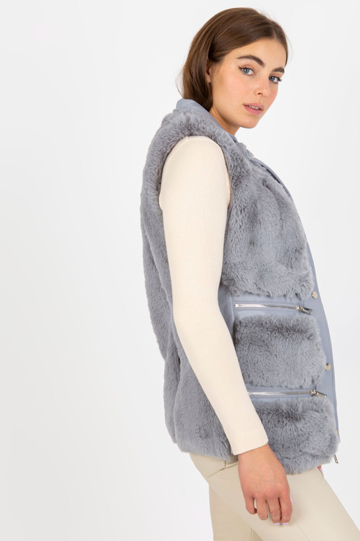 Pelēka sieviešu eko ādas veste ar...