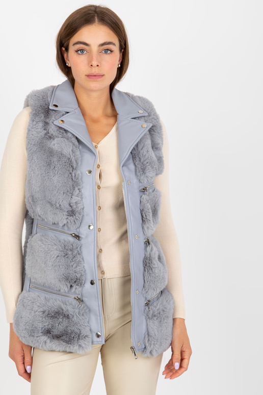 Pelēka sieviešu eko ādas veste ar...