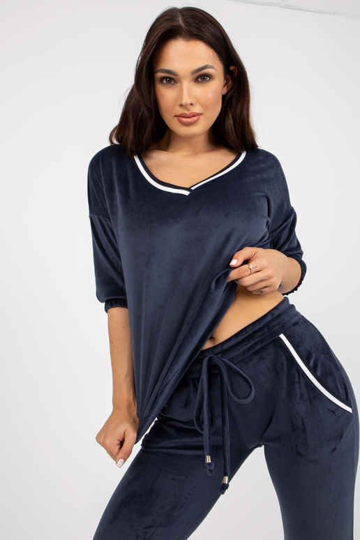 Marineblaues zweiteiliges Veloursset...