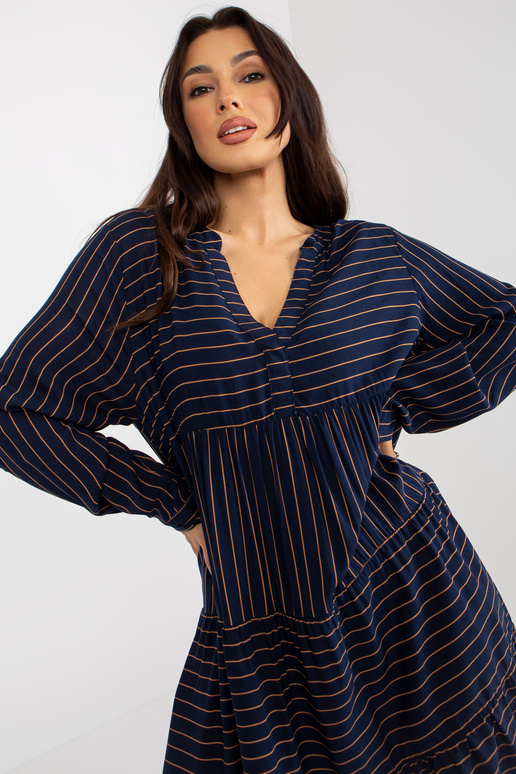 Tumši zila brīva svītraina kleita ar...