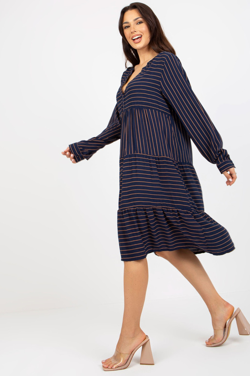 Tumši zila brīva svītraina kleita ar...