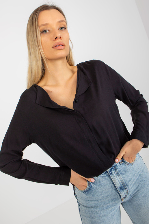 Melna viskozes kreklblūze ar V veida...