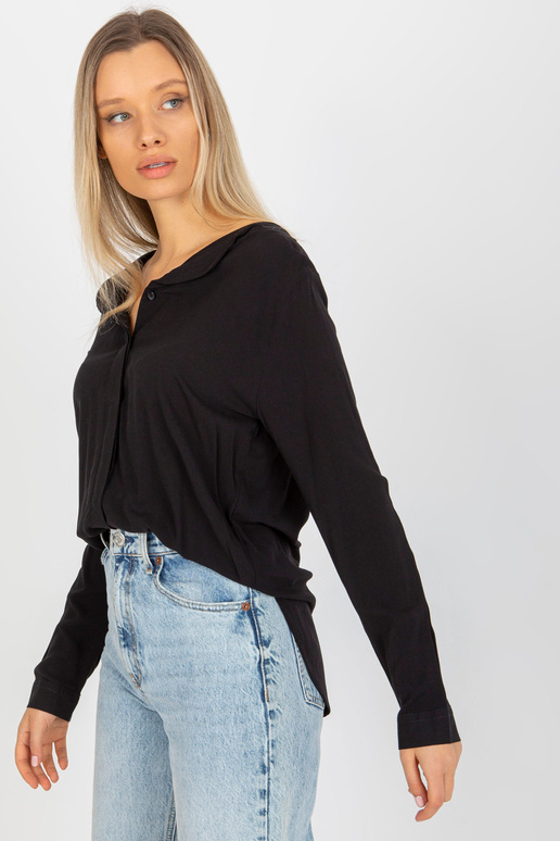 Melna viskozes kreklblūze ar V veida...