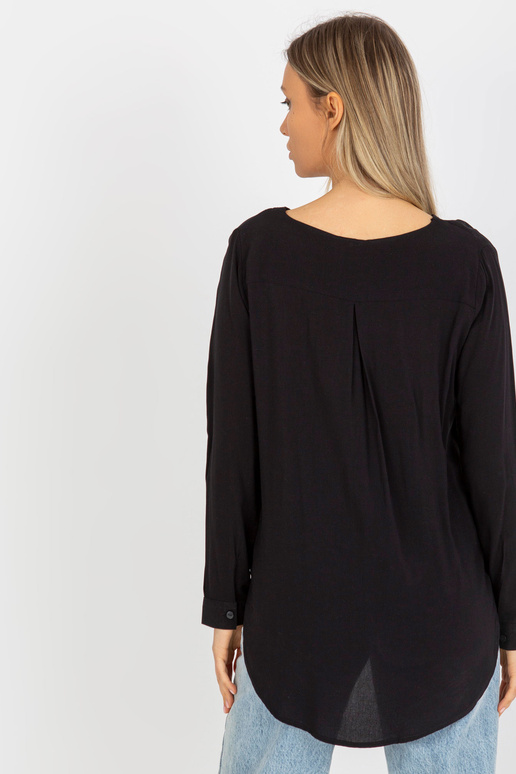 Melna viskozes kreklblūze ar V veida...