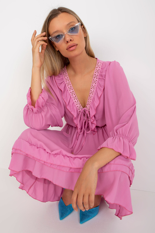 Rozā boho kleita ar volāniem mini...