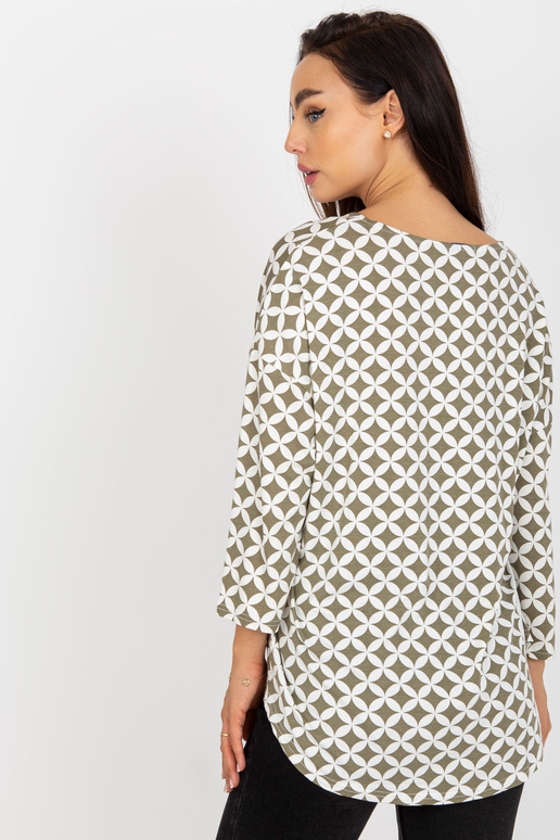 Bēša un balta blūze ar apdruku un...