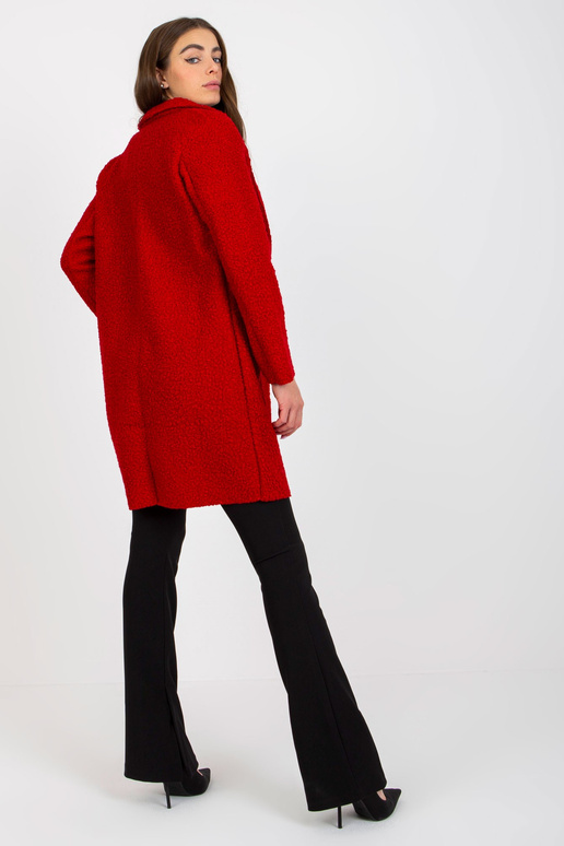 Tumši sarkans plīša mētelis ar...