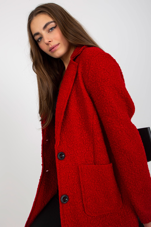 Tumši sarkans plīša mētelis ar...