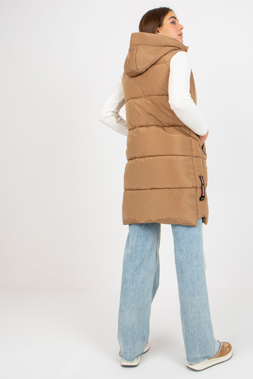 Kamieļa gara dūnu veste ar kapuci