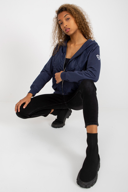 Tumši zila stepēta bomber kapuci RUE...