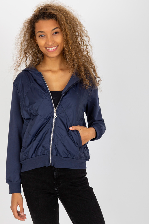 Tumši zila stepēta bomber kapuci RUE...