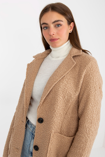 Bēšs plīša mētelis ar...