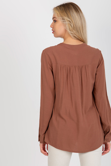 Brūna brīva blūze ar V...