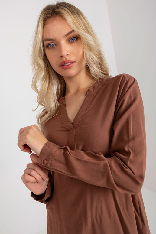 Brūna brīva blūze ar V veida kakla...