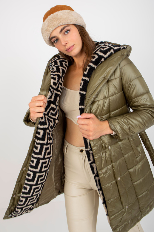 Haki stepēta pārejas jaka ar iesiešanu