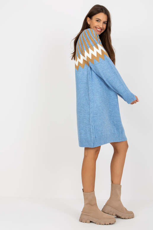 Zila trikotāžas kleita ar ģeometrisku...