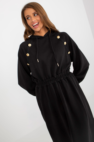 Schwarzes Midi-Trainingskleid