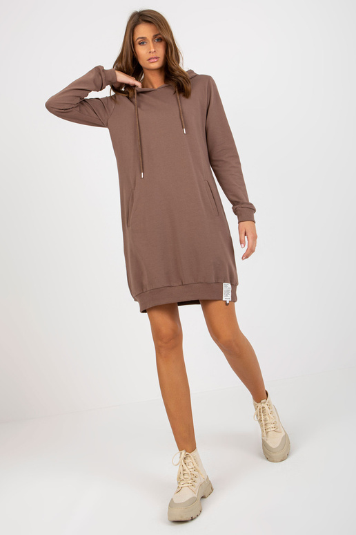 Braunes Basic Sweatshirtkleid ar Taschen