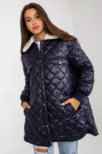 Tumši zila stepēta jaka ar...