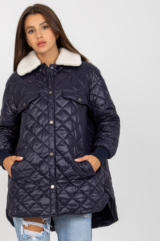 Tumši zila stepēta jaka ar mēteli Tumši zila stepēta jaka ar mēteli