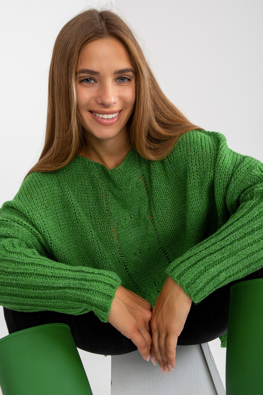 Sieviešu zaļš oversize džemperis ar...