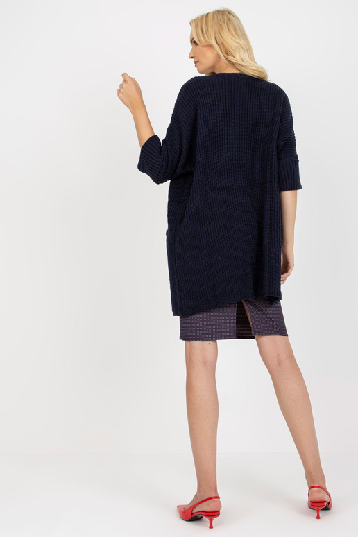 Granatowy luźny kardigan z rękawem...