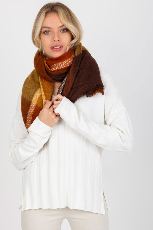 Brūndzeltena liela rūtaina šalle ar...