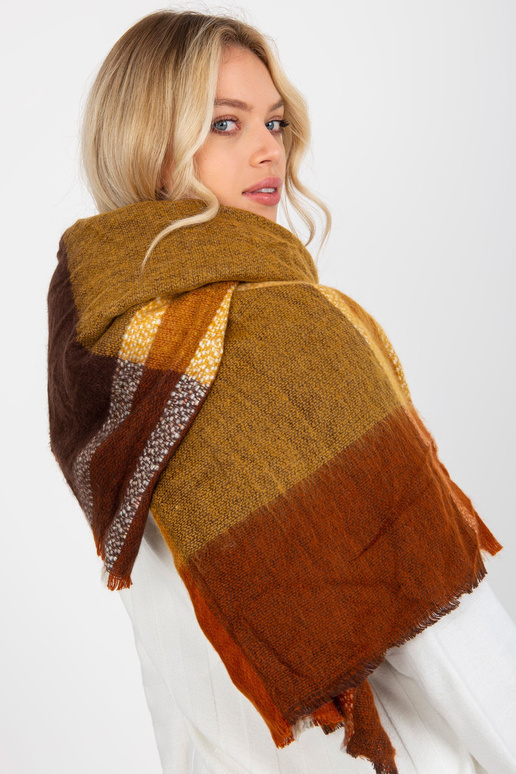 Brūndzeltena liela rūtaina šalle ar...
