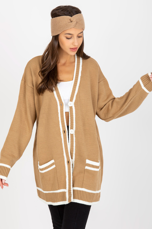 Tumši bēša jaka ar pogas aizdari RUE...