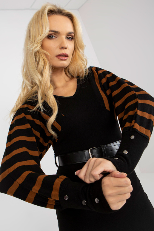 Schwarz-Braunes Midikleid ar... Schwarz-Braunes Midikleid ar...