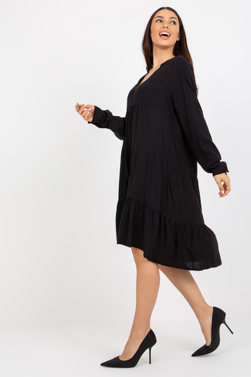Czarna boho sukienka z falbaną i...