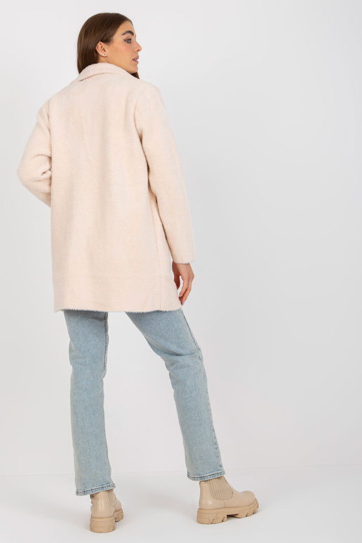 Gaiši rozā brīvs alpakas kažoks ar vilnu