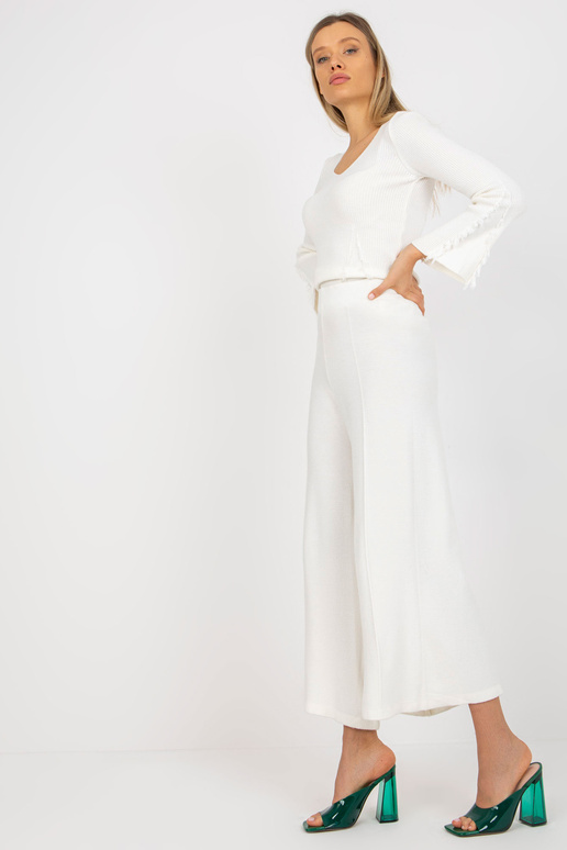 Ecru sieviešu trikotāžas bikses ar...