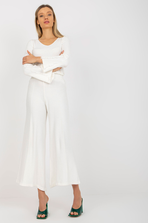 Ecru sieviešu trikotāžas bikses ar...