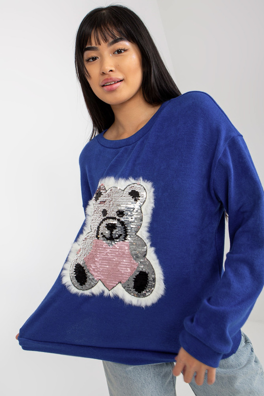 Tumši zils klasisks džemperis ar...