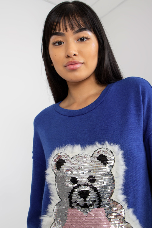 Tumši zils klasisks džemperis ar...